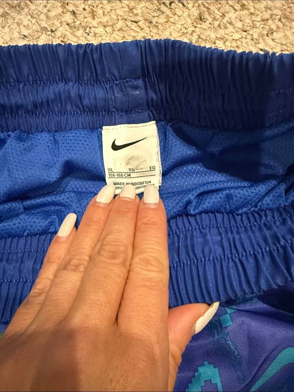 Nike Blue Boys' Patterned Athletic Shorts with Neon Accents